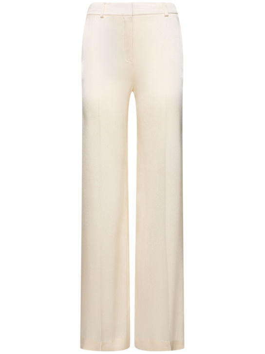 Alberta Ferretti: Tailored satin straight pants - Ivory - women_0 | Luisa Via Roma