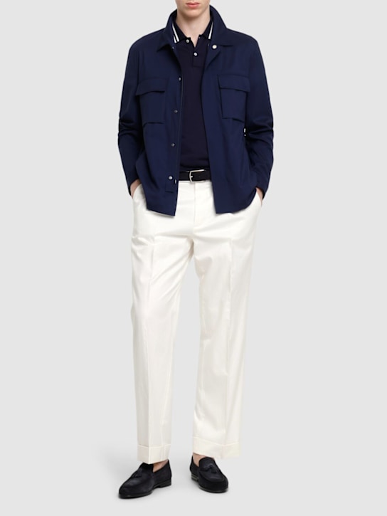 Kiton: Wool blend overshirt - men_1 | Luisa Via Roma