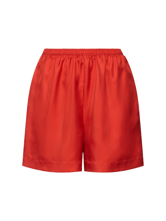 Loulou De Saison: Arl elastic waistband silk shorts - Red - women_0 | Luisa Via Roma