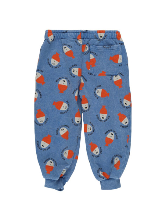 Bobo Choses: Pantaloni in felpa di cotone stampata - Celeste - kids-girls_1 | Luisa Via Roma