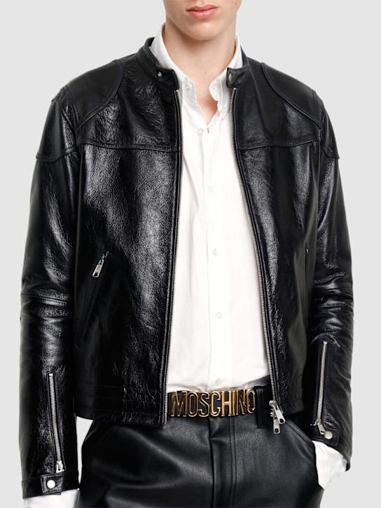 Moschino: Logo belt - Black/Gold - men_1 | Luisa Via Roma