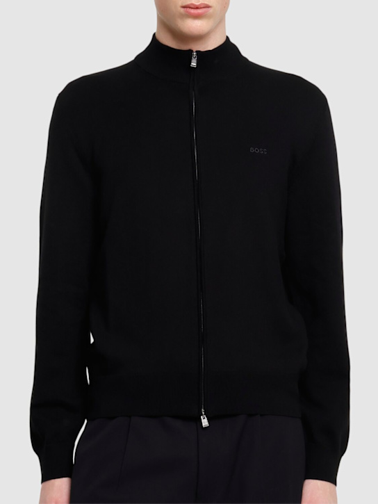 Boss: Palano zipped cotton sweatshirt - Black - men_2 | Luisa Via Roma