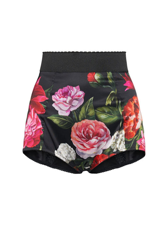 Dolce&Gabbana: Printed satin shorts - Black/Multi - women_0 | Luisa Via Roma