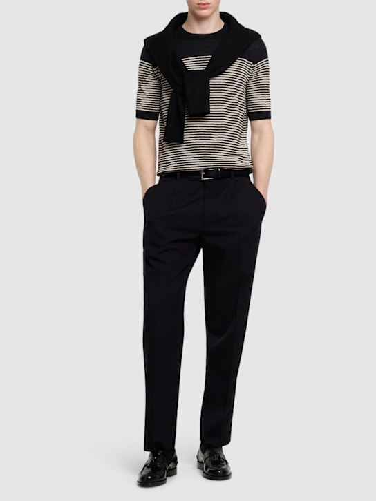 Lardini: Striped linen t-shirt - men_1 | Luisa Via Roma