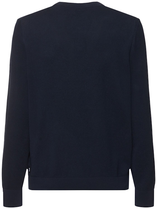 Boss: Ecaio cotton knit sweater - Dark Blue - men_3 | Luisa Via Roma