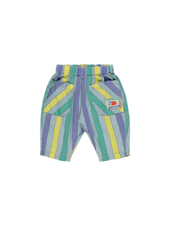 Bobo Choses: ストライプ柄コットンギャバジンパンツ - マルチカラー - kids-girls_0 | Luisa Via Roma