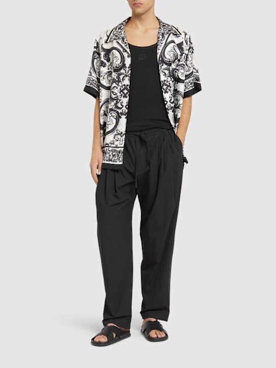 Dolce&Gabbana: Extra fine popeline pants - ブラック - men_1 | Luisa Via Roma