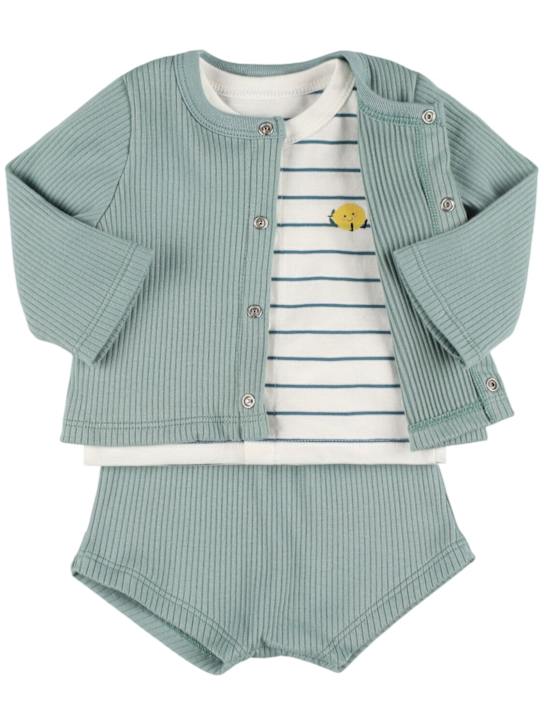 Petit Bateau: Cotton jersey t-shirt, cardigan & pants - kids-boys_0 | Luisa Via Roma