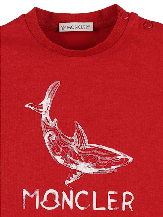 Moncler: Wale logo cotton blend t-shirt - kids-boys_1 | Luisa Via Roma