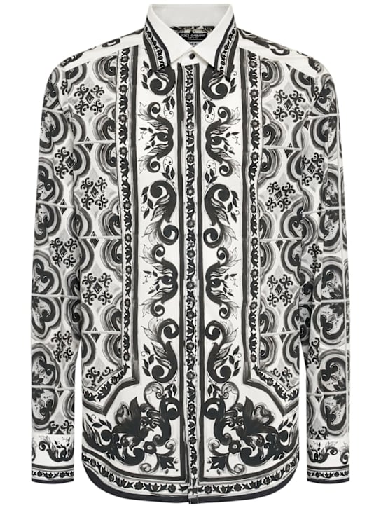 Dolce&Gabbana: Buttoned shirt - Maiolica 3 Nero - men_0 | Luisa Via Roma