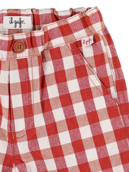 Il Gufo: ヴィシー柄コットンシアサッカーショートパンツ - kids-boys_1 | Luisa Via Roma