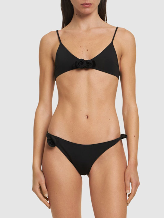 Coperni: Flower jersey bikini bottoms - Black - women_1 | Luisa Via Roma