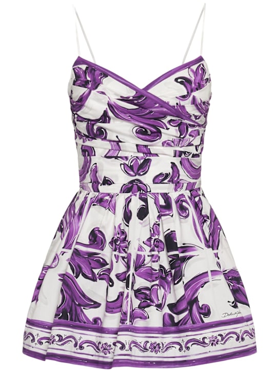 Dolce&Gabbana: Maiolica printed cotton poplin jumpsuit - women_0 | Luisa Via Roma