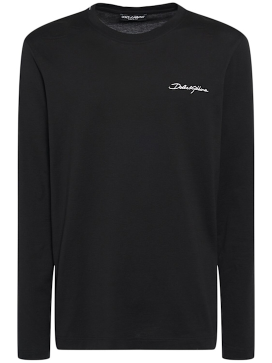 Dolce&Gabbana: Embroidered logo l/s t-shirt - men_0 | Luisa Via Roma
