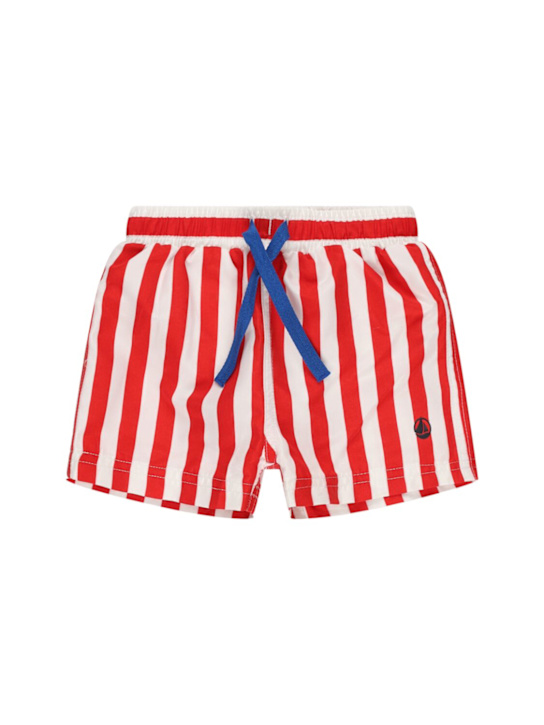 Petit Bateau: Bañador shorts de lycra - Blanco/Rojo - kids-boys_0 | Luisa Via Roma