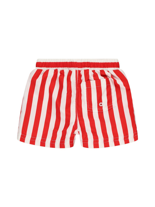 Petit Bateau: Bañador shorts de lycra - Blanco/Rojo - kids-boys_1 | Luisa Via Roma