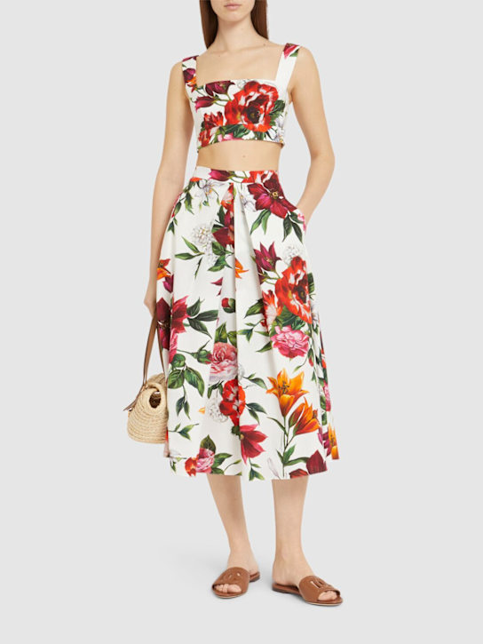 Dolce&Gabbana: Printed cotton midi skirt - women_1 | Luisa Via Roma