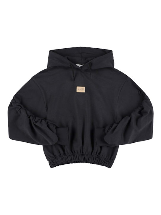 MSGM: Felpa in cotone con logo e cappuccio - kids-girls_0 | Luisa Via Roma