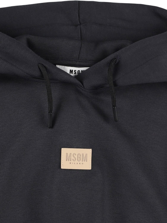 MSGM: Felpa in cotone con logo e cappuccio - kids-girls_1 | Luisa Via Roma