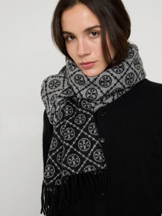 Tory Burch: T Oblong Monogram ウール＆カシミアストール - women_1 | Luisa Via Roma