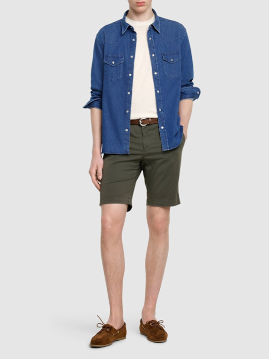 PT Torino: Shorts in gabardina stretch - Verde - men_1 | Luisa Via Roma
