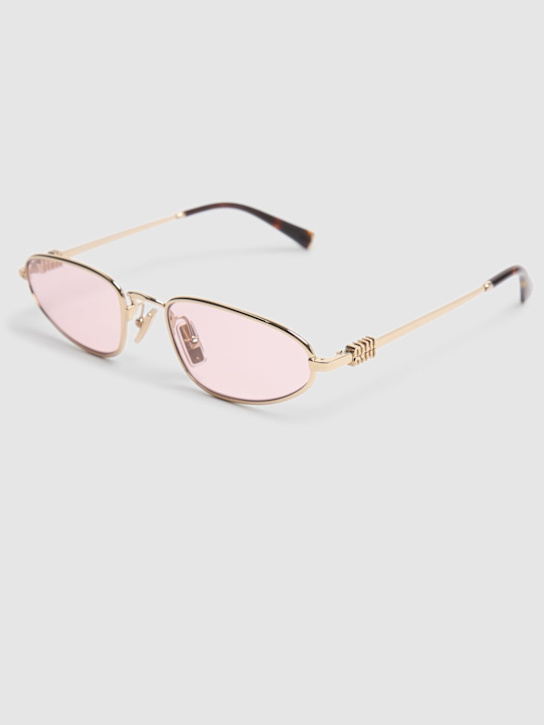 Miu Miu: Round metal sunglasses - Gold/Pink - women_1 | Luisa Via Roma