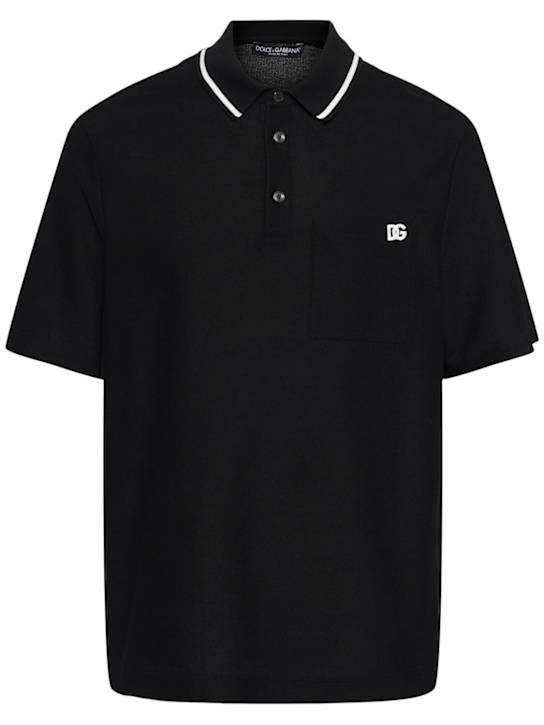 Dolce&Gabbana: Piquet polo - Black - men_0 | Luisa Via Roma