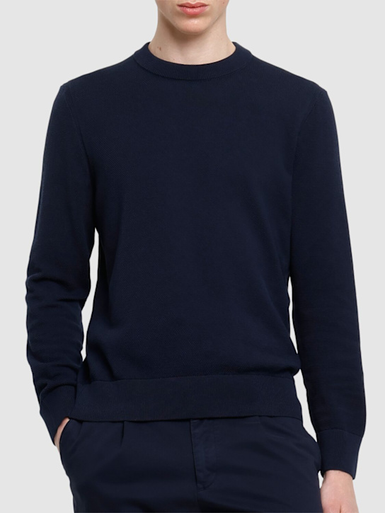 Boss: Ecaio cotton knit sweater - Dark Blue - men_2 | Luisa Via Roma