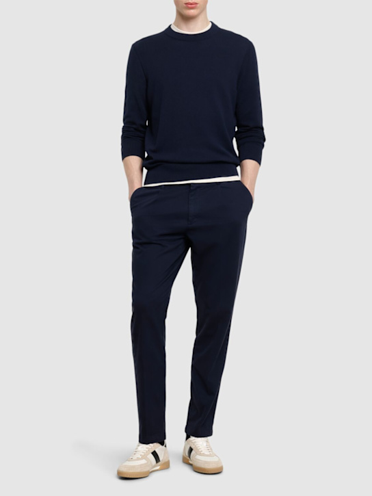 Boss: Ecaio cotton knit sweater - Dark Blue - men_1 | Luisa Via Roma