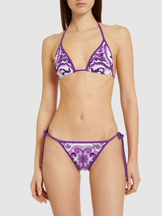 Dolce&Gabbana: Maiolica printed triangle bikini - women_1 | Luisa Via Roma