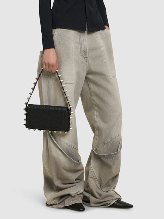 Alexander Wang: Roz pebbled leather wallet w/chain - Black - women_2 | Luisa Via Roma