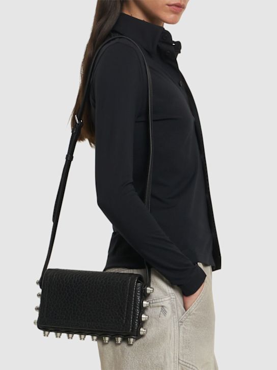 Alexander Wang: Roz pebbled leather wallet w/chain - Black - women_3 | Luisa Via Roma