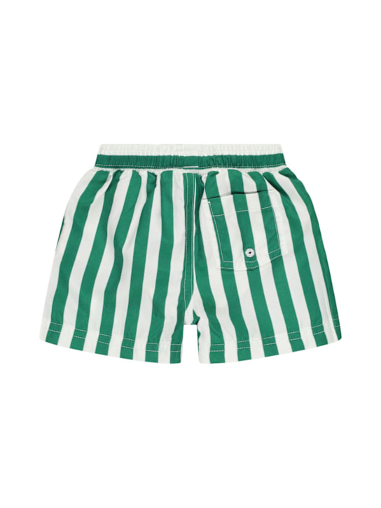 Petit Bateau: Striped lycra swim shorts - White/Green - kids-boys_1 | Luisa Via Roma