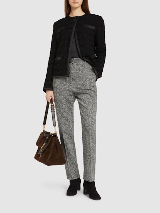 Dolce&Gabbana: Wool blend straight pants - White/Black - women_1 | Luisa Via Roma