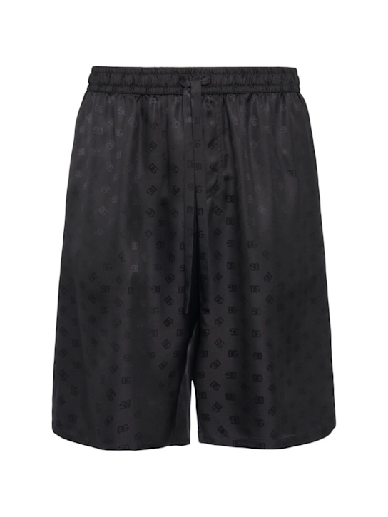 Dolce&Gabbana: Jacquard logo shorts - Black - men_0 | Luisa Via Roma