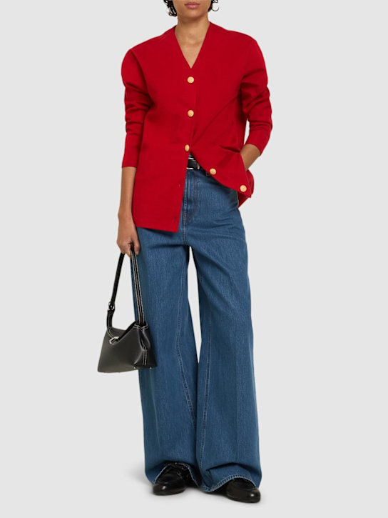 Bally: Coated wool blend knit cardigan - women_1 | Luisa Via Roma