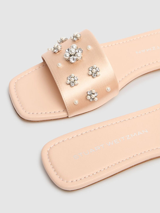 Stuart Weitzman: 10mm Poppy satin flat slides - Pink - women_3 | Luisa Via Roma