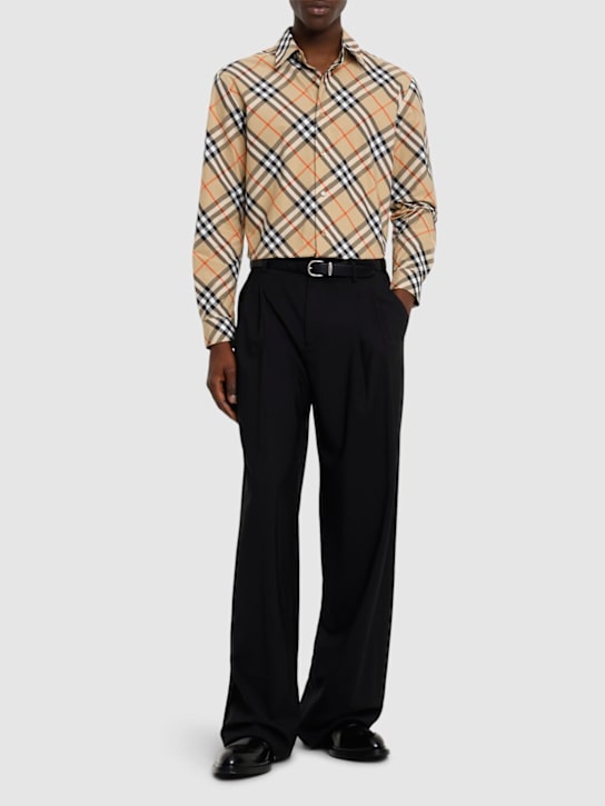 Burberry: Check cotton shirt - men_1 | Luisa Via Roma