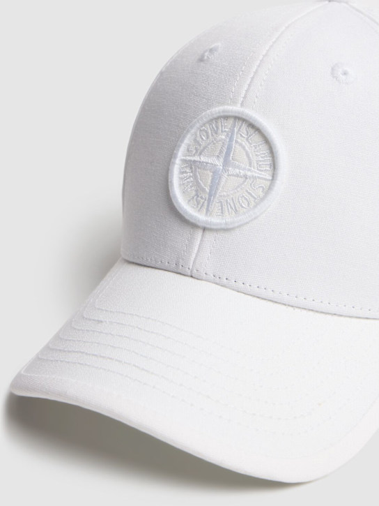 Stone Island Junior: Logo棉质帆布棒球帽 - 白色 - kids-girls_1 | Luisa Via Roma