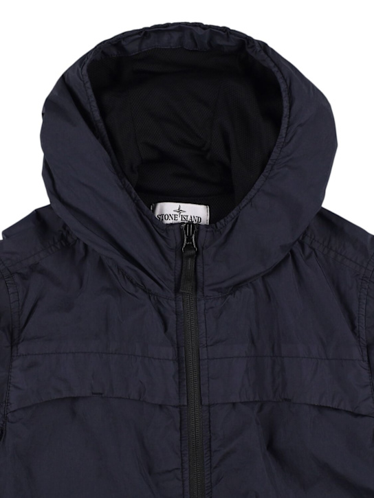 Stone Island Junior: フーデッドナイロンウインドブレーカー - ブルー - kids-girls_1 | Luisa Via Roma