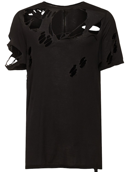 Rick Owens DRKSHDW: T-shirt Level T effetto distressed - men_0 | Luisa Via Roma