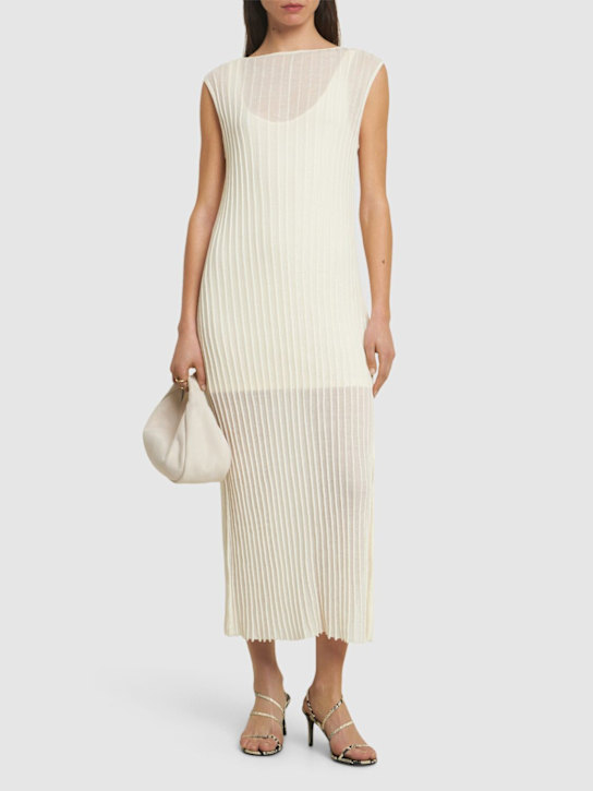 Loulou De Saison: Ada sleeveless long knit dress w/ split - アイボリー - women_1 | Luisa Via Roma