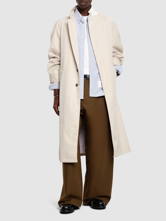 Thom Browne: Tailored raglan coat - Khaki - men_1 | Luisa Via Roma