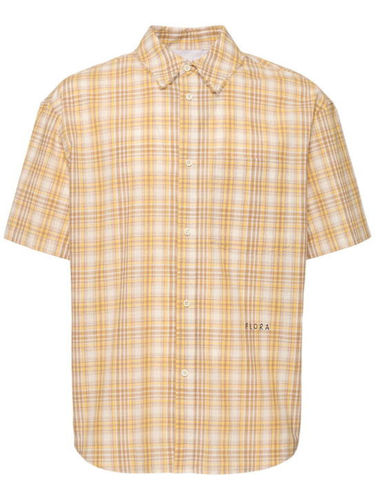 After Pray: Madras check s/s shirt - Yellow - men_0 | Luisa Via Roma