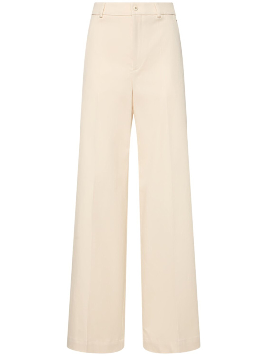 Moncler: Pantaloni sartoriali in gabardina di misto cotone - Beige - women_0 | Luisa Via Roma
