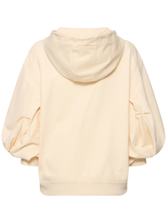Moncler: Cotton zip-up hoodie - White - women_3 | Luisa Via Roma