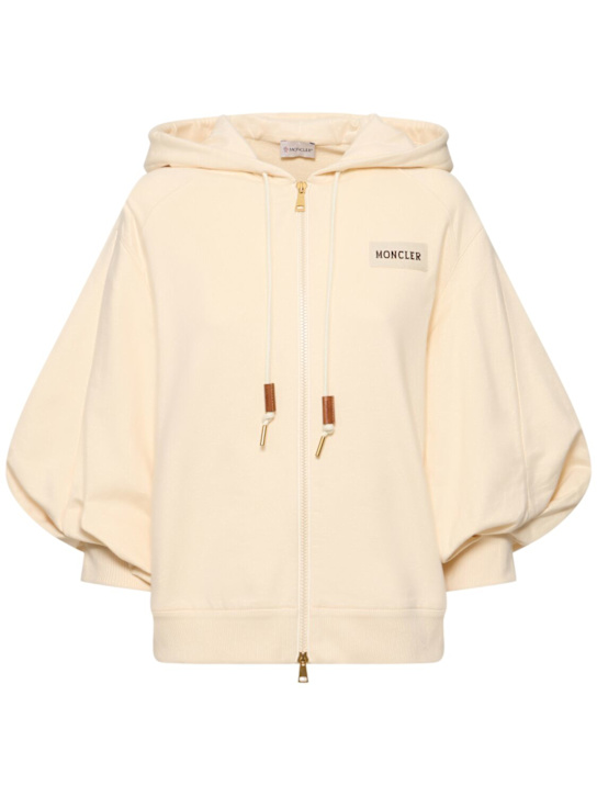 Moncler: Cotton zip-up hoodie - White - women_0 | Luisa Via Roma
