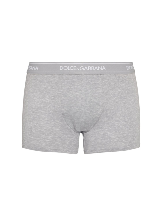Dolce&Gabbana: Pack of 2 logo cotton boxer briefs - Dark Grey - men_0 | Luisa Via Roma