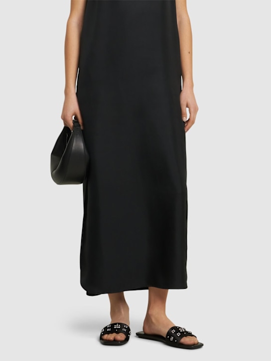 Stuart Weitzman: 10mm Poppy satin flat slides - women_1 | Luisa Via Roma