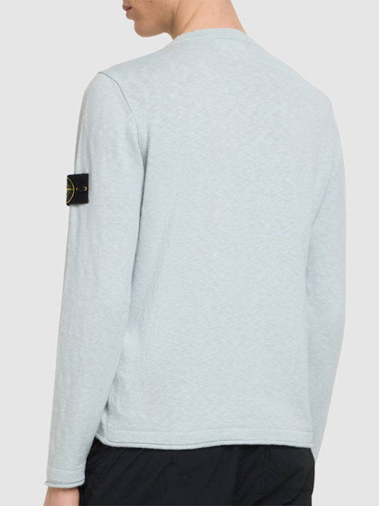 Stone Island: Crewneck cotton sweater - Sky Blue - men_2 | Luisa Via Roma